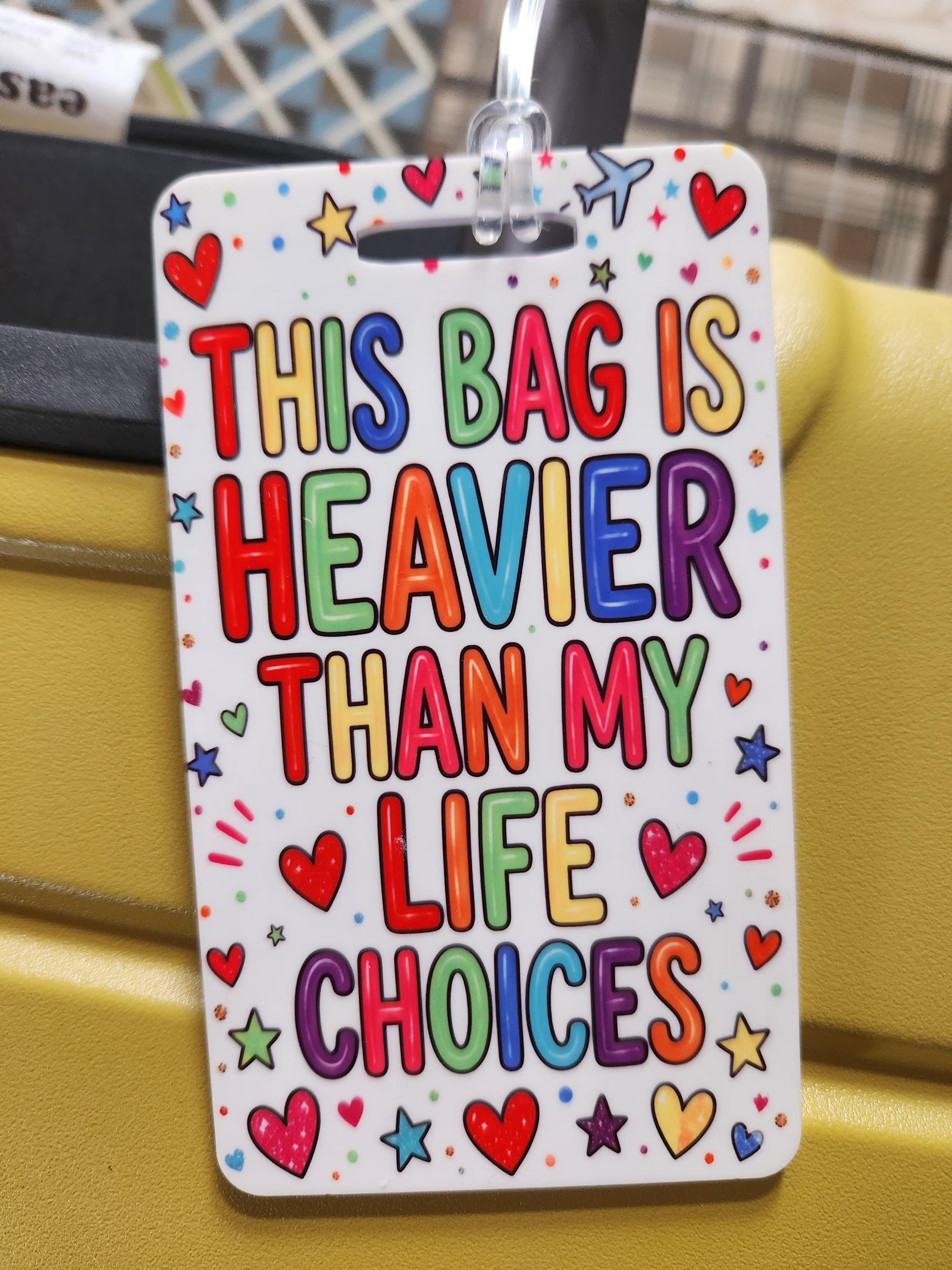Funny Luggage Tags for Suitcases, Acrylic Baggage Tag, Travel Gift, Cute Bright Travel Accessories, Sarcastic Holiday Bag Tags