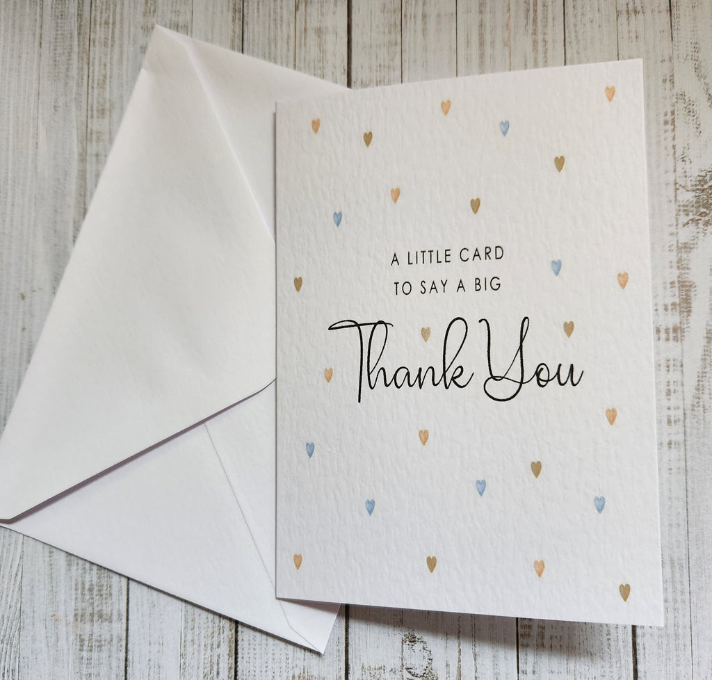 Pack of 5 - A6 Thank you Card - 250 gsm Card with Envelope