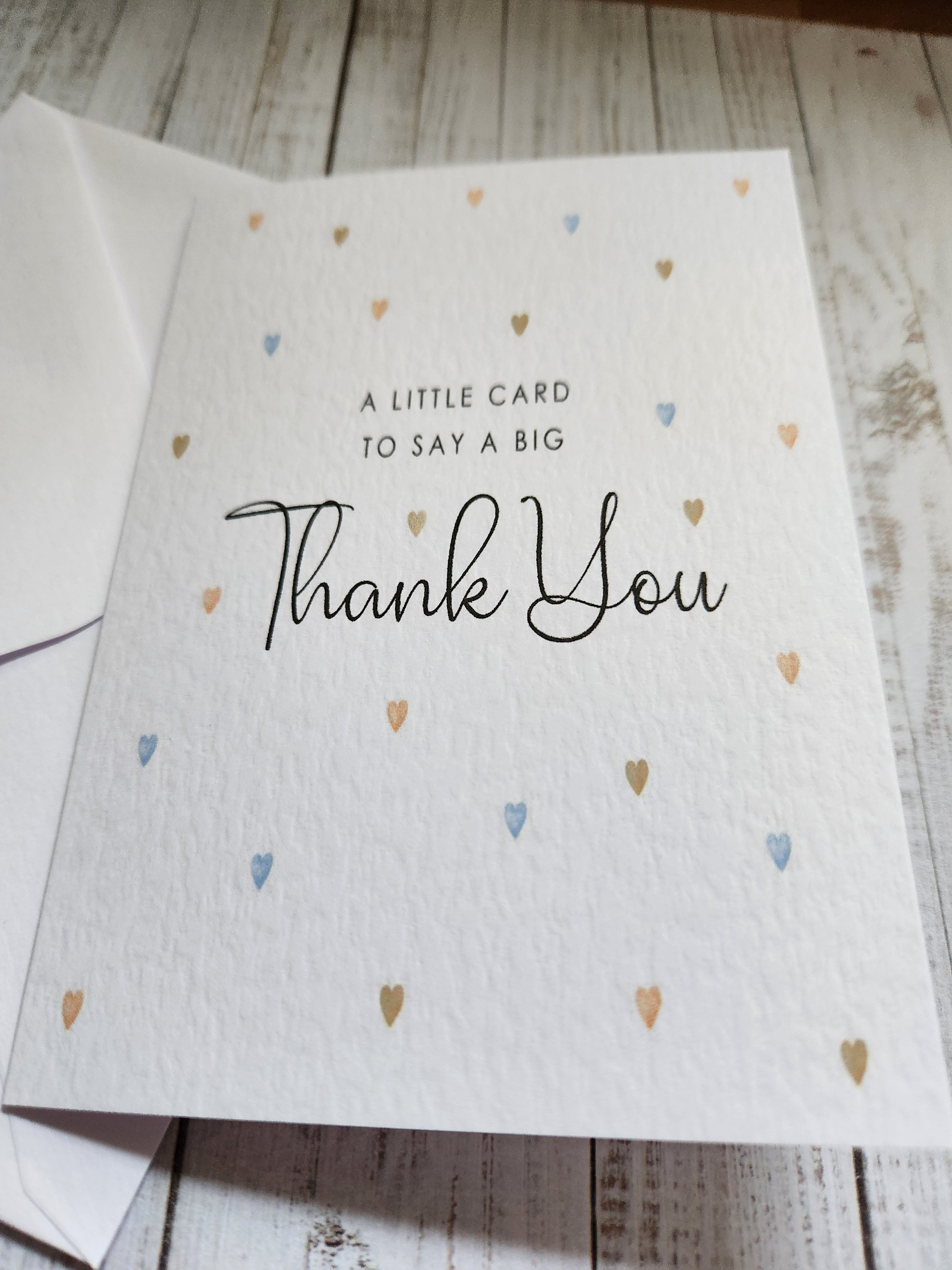 Pack of 5 - A6 Thank you Card - 250 gsm Card with Envelope