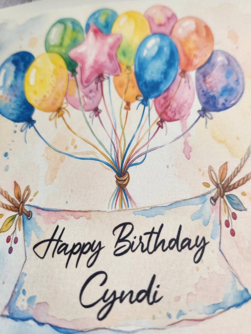 Personalised Watercolour Birthday Card | Custom Name Balloon Birthday Card for Him / Her | Handcrafted Whimsical Birthday Gift