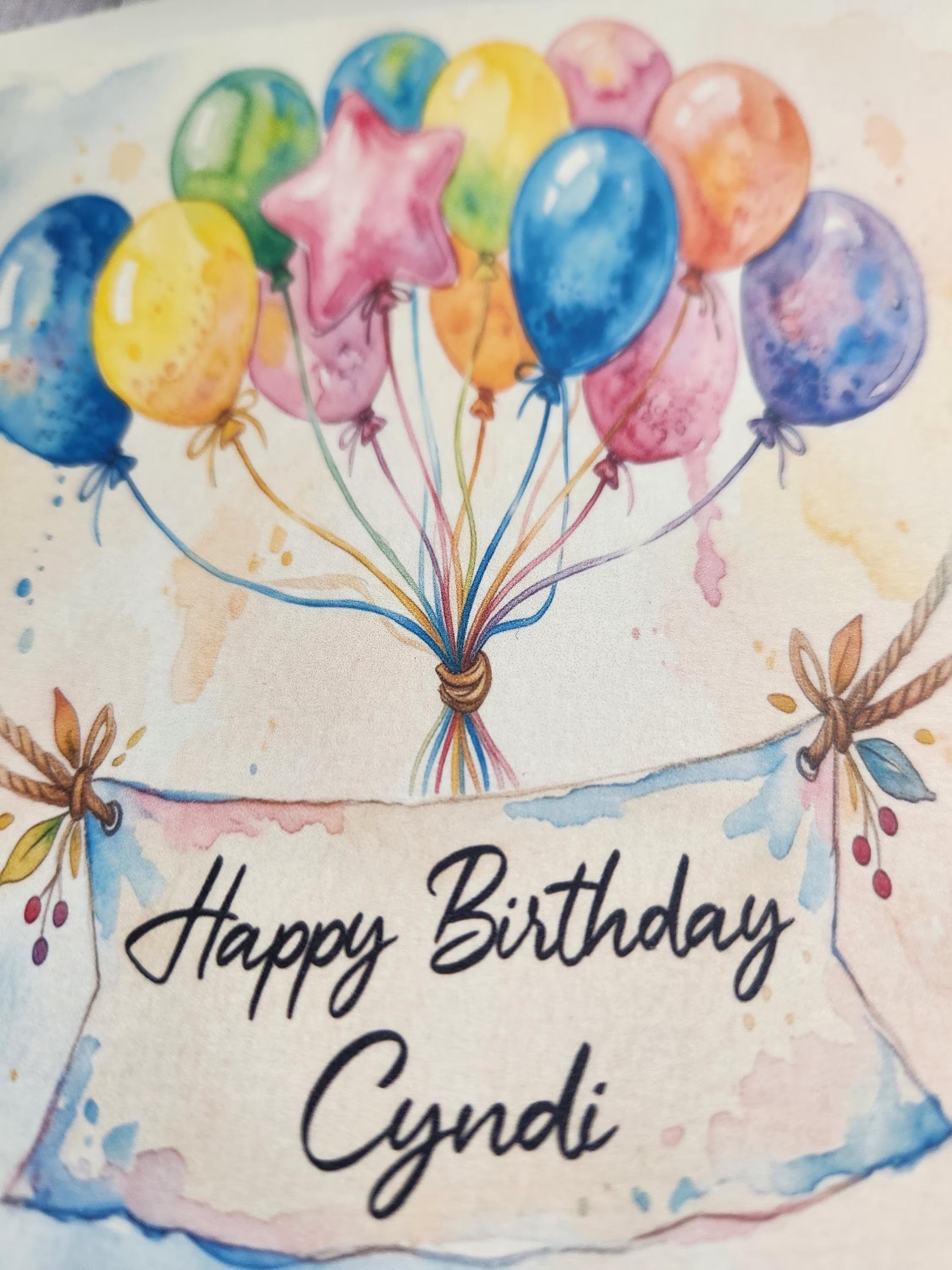 Personalised Watercolour Birthday Card | Custom Name Balloon Birthday Card for Him / Her | Handcrafted Whimsical Birthday Gift