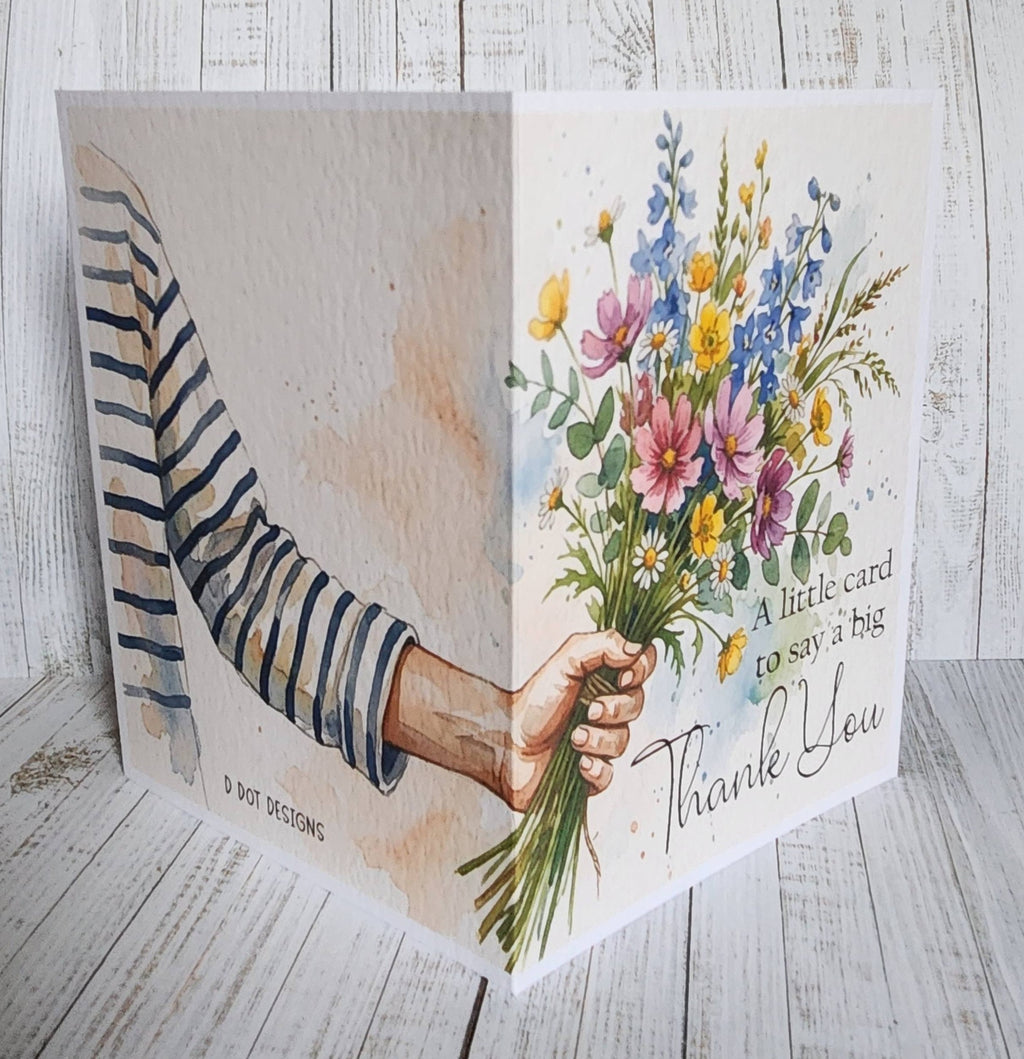 Pack of 5 - A6 Thank you Card Printed Front and Back - 250 gsm Card with Envelope