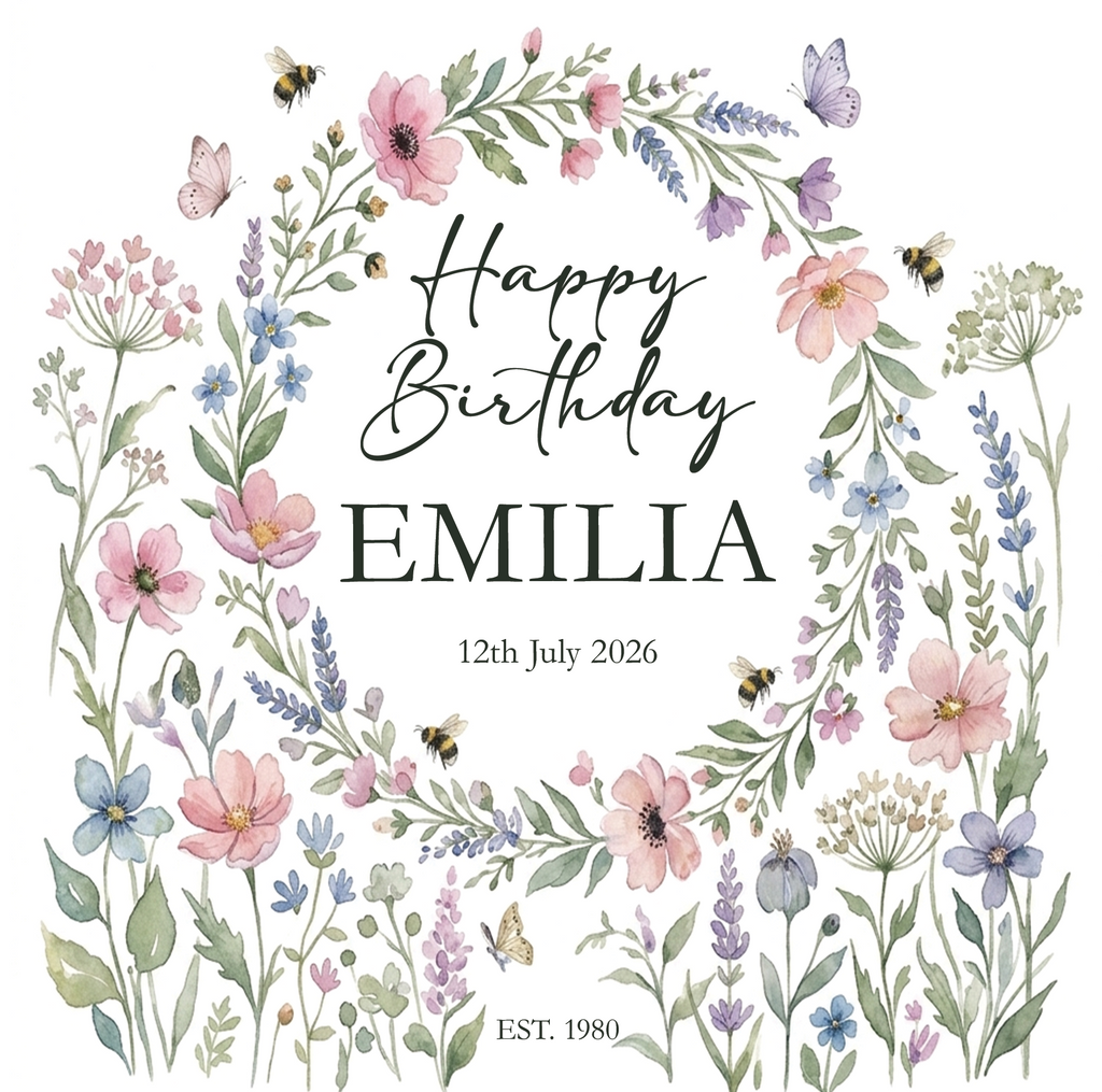 Floral Personalised Birthday Card