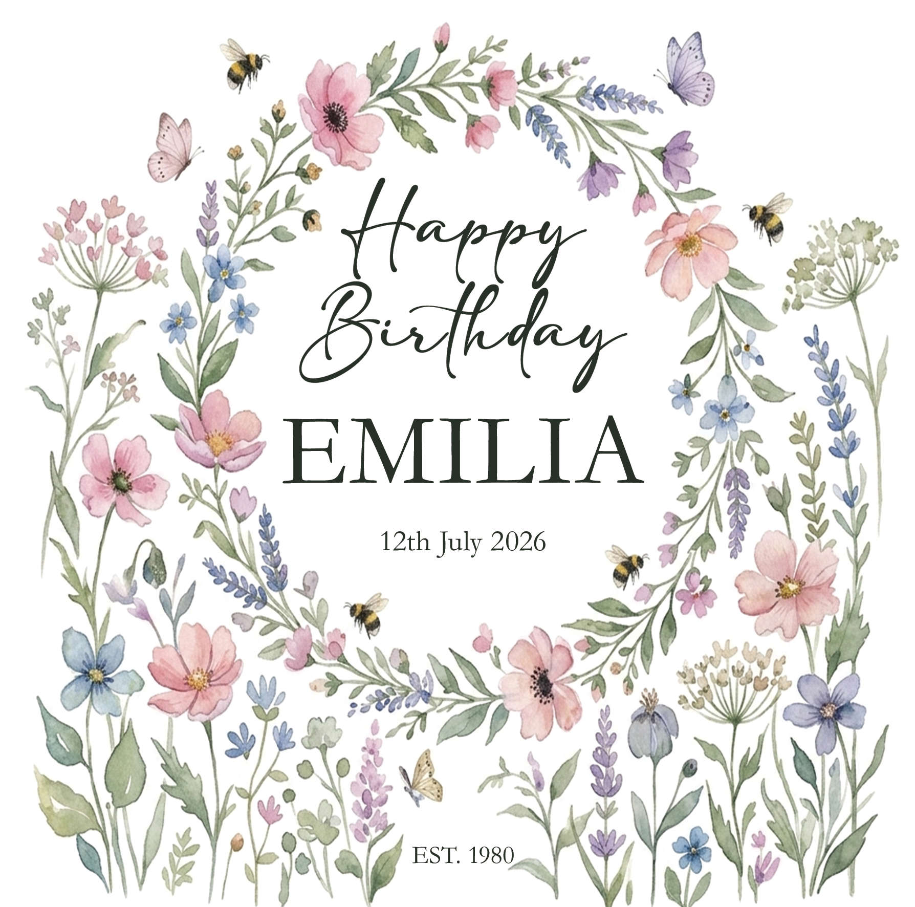 Floral Personalised Birthday Card