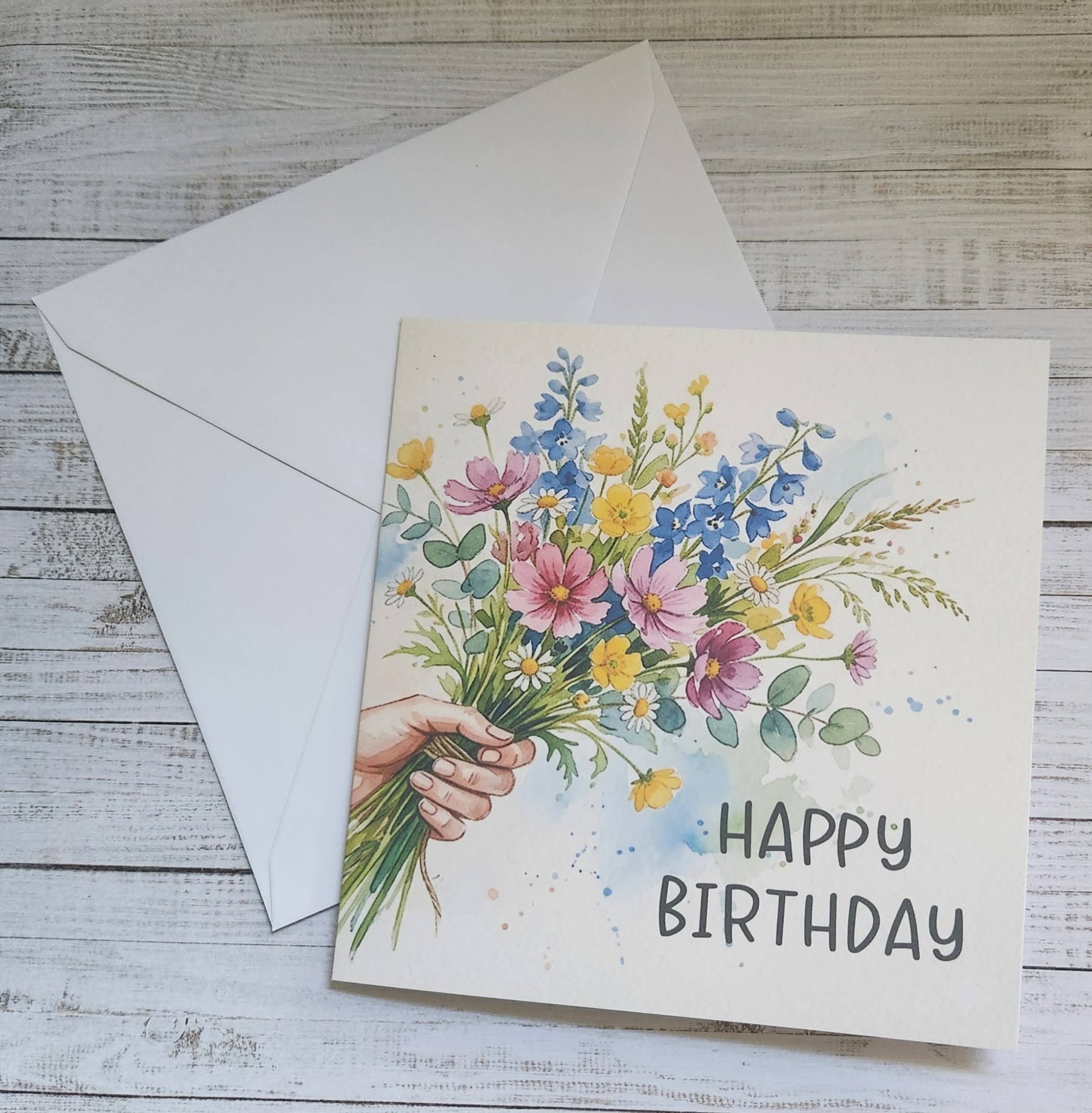Double Sided Birthday Card - Bunch of Flowers