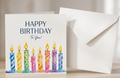 Happy Birthday Personalised / Generic Watercolour Candle 6 x 6 Card