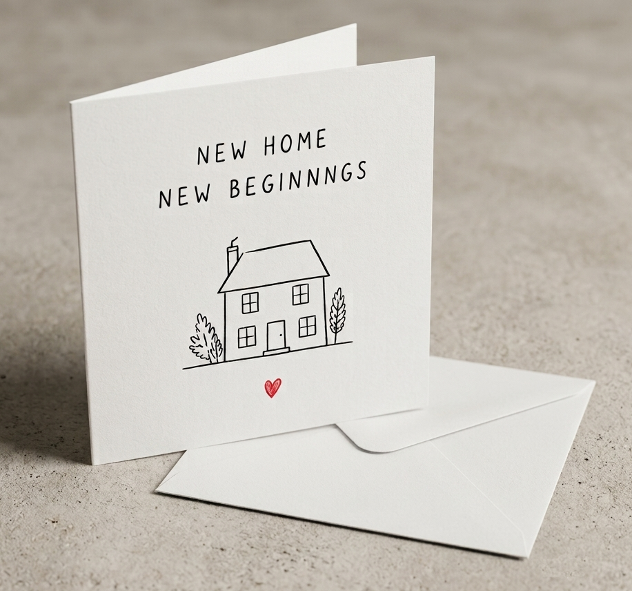 New Home New Beginnings 6x6 Blank Card - Personalised