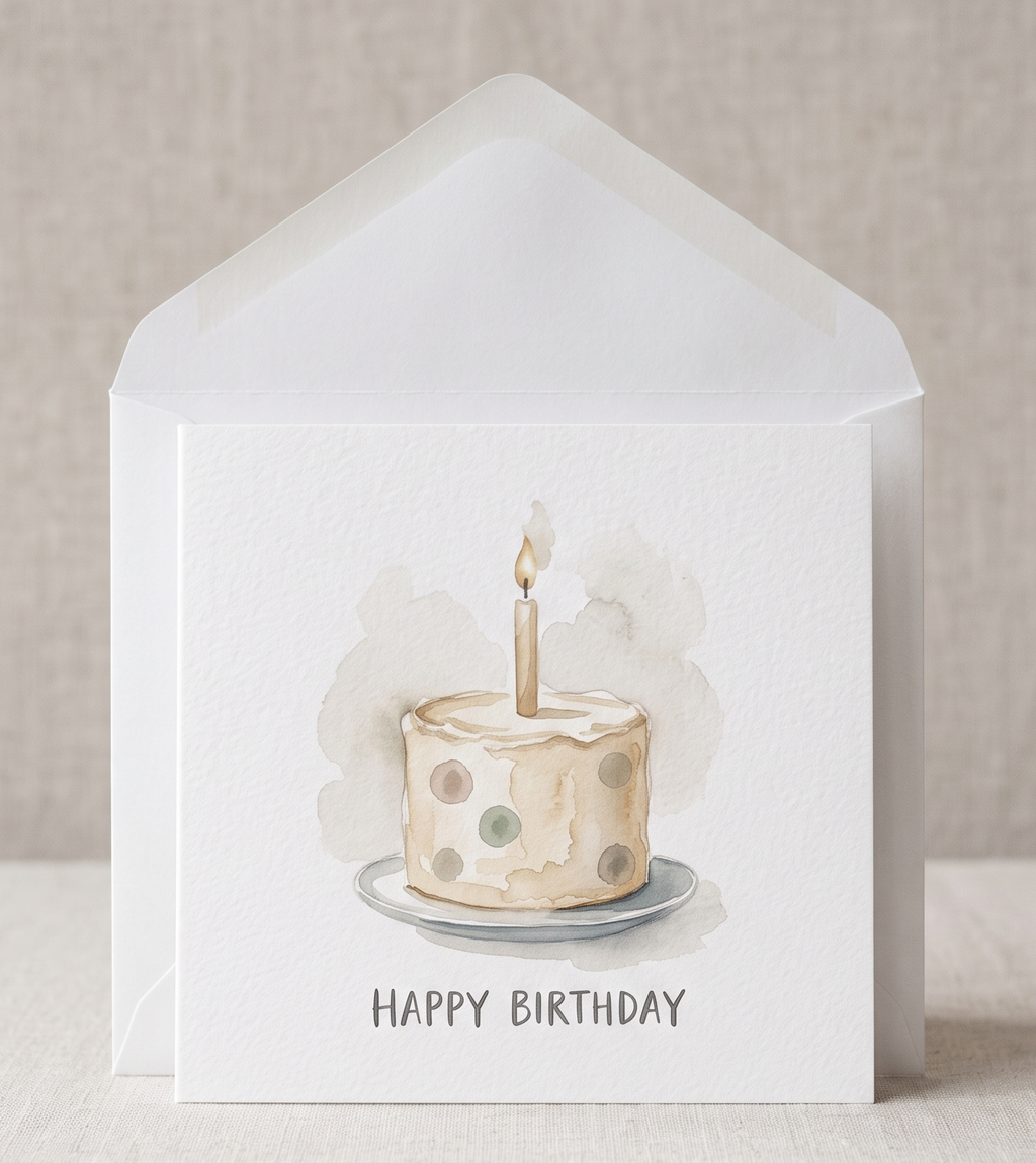 Minimalist Watercolour Birthday Card - Neutral Gender