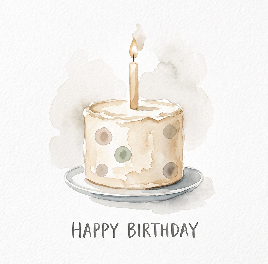 Minimalist Watercolour Birthday Card - Neutral Gender