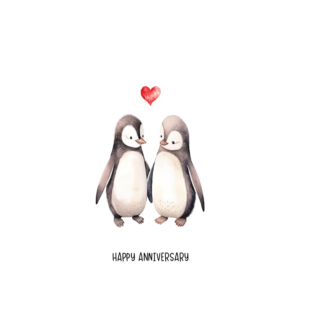 Anniversary Card - 2 Cute Penguins