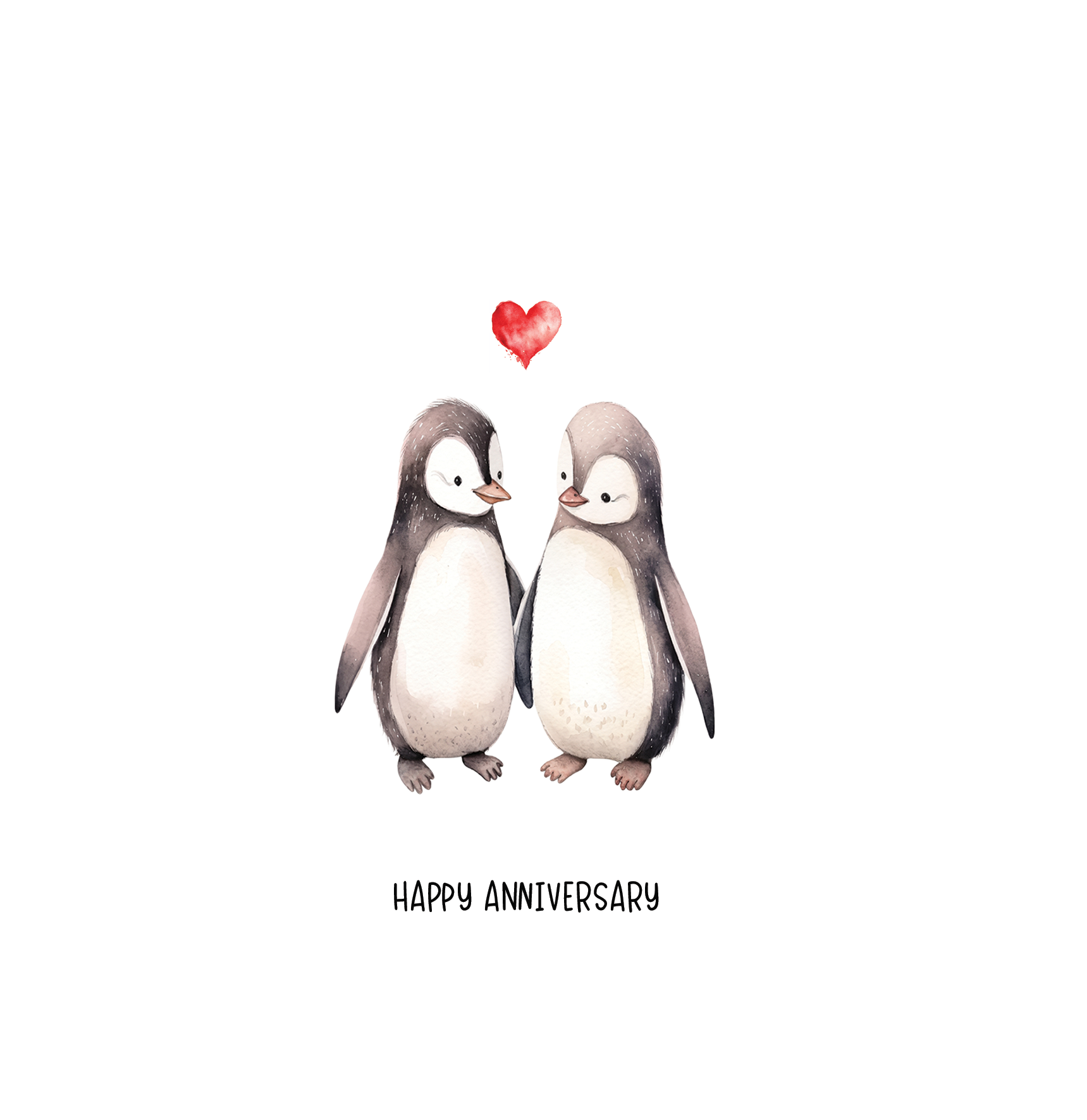 Anniversary Card - 2 Cute Penguins