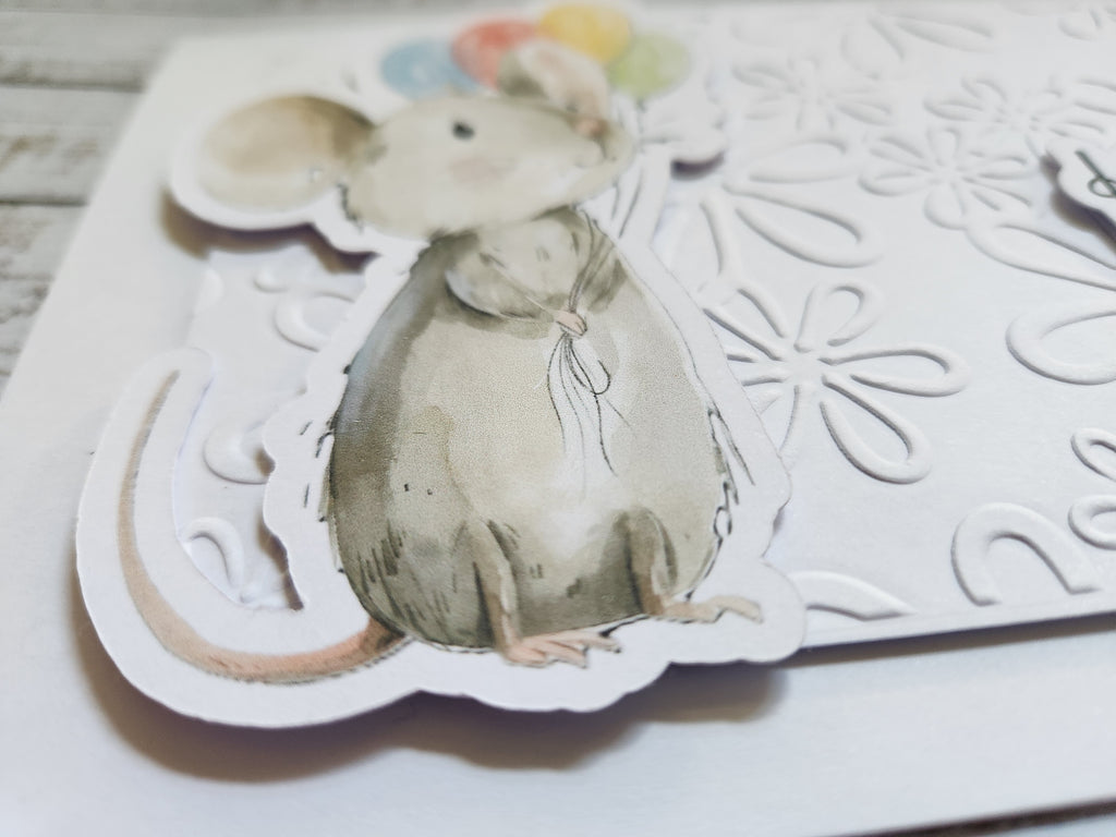 Cute Mouse Design Birthday Card - 3d
