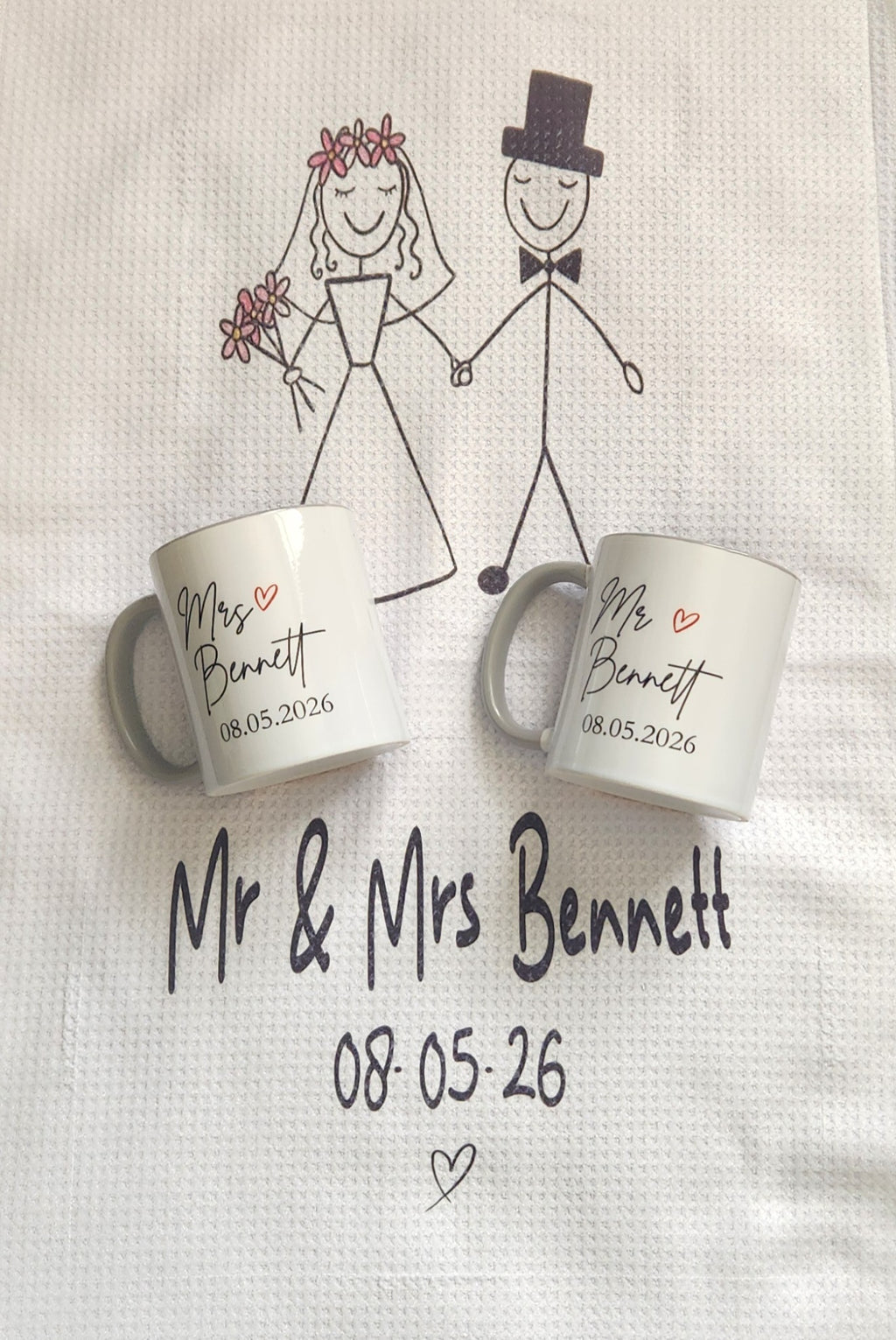 Wedding Bundle - 2 Mugs and Tea Towel