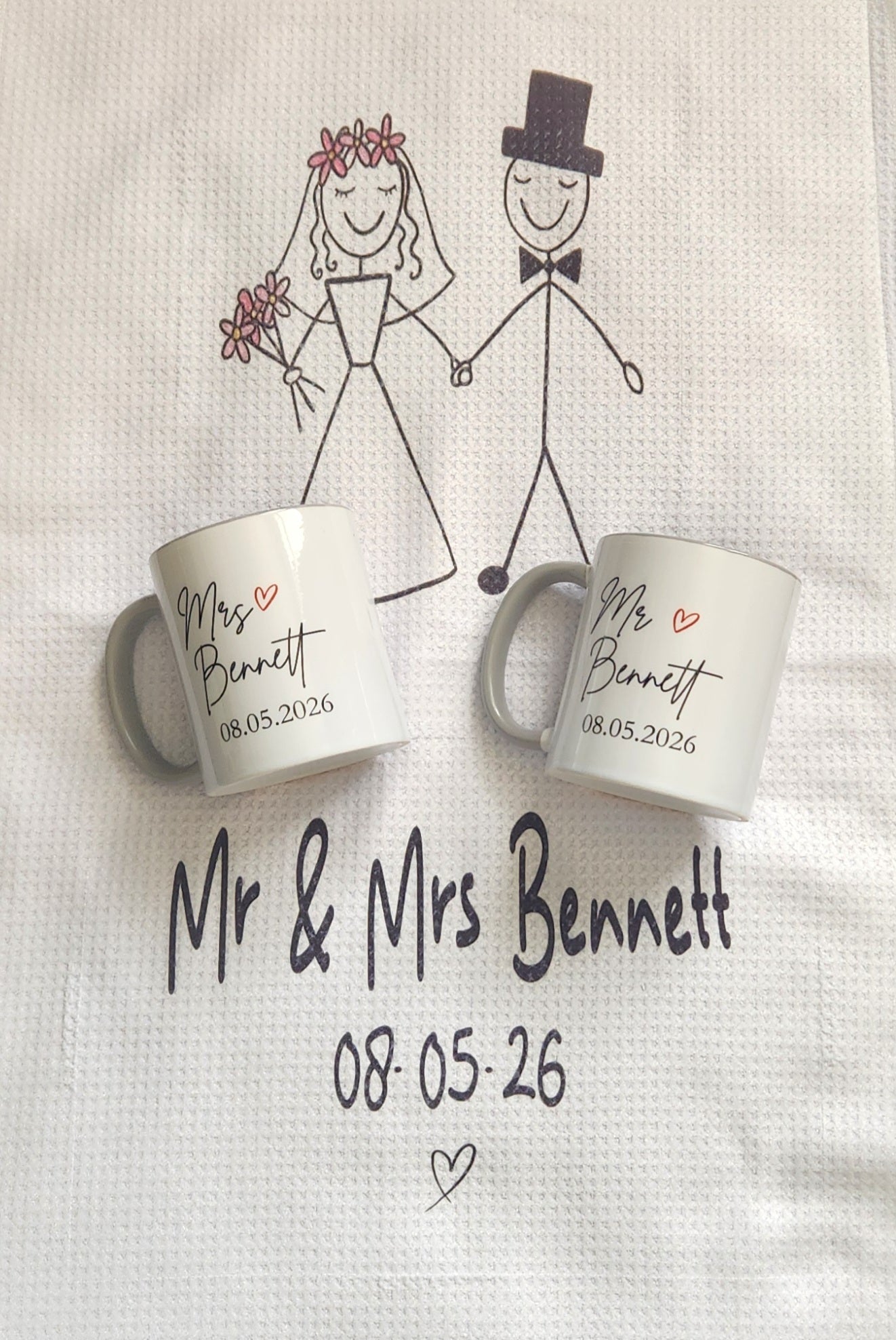 Wedding Bundle - 2 Mugs and Tea Towel