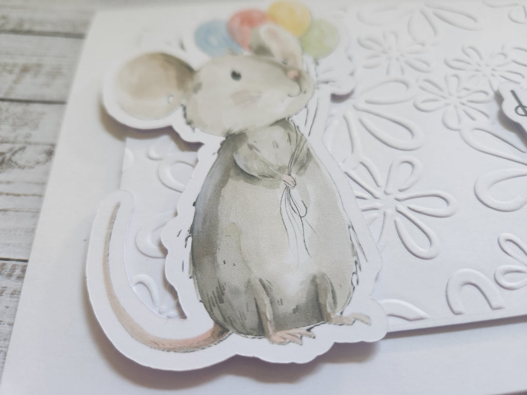 Cute Mouse Design Birthday Card - 3d