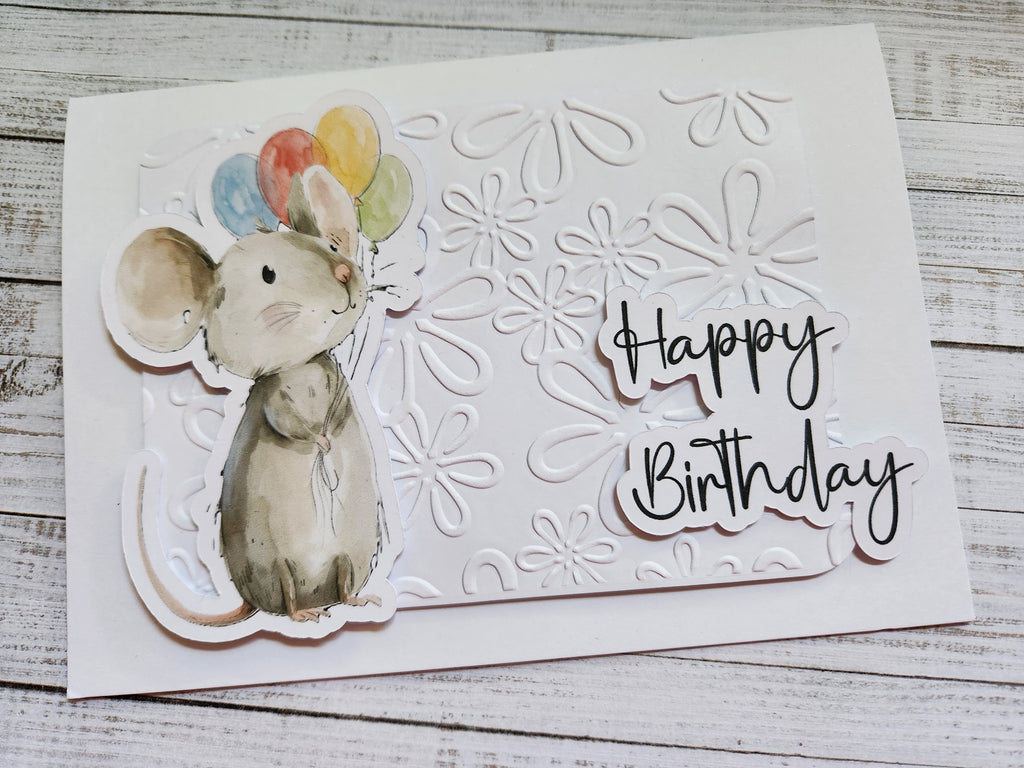 Cute Mouse Design Birthday Card - 3d