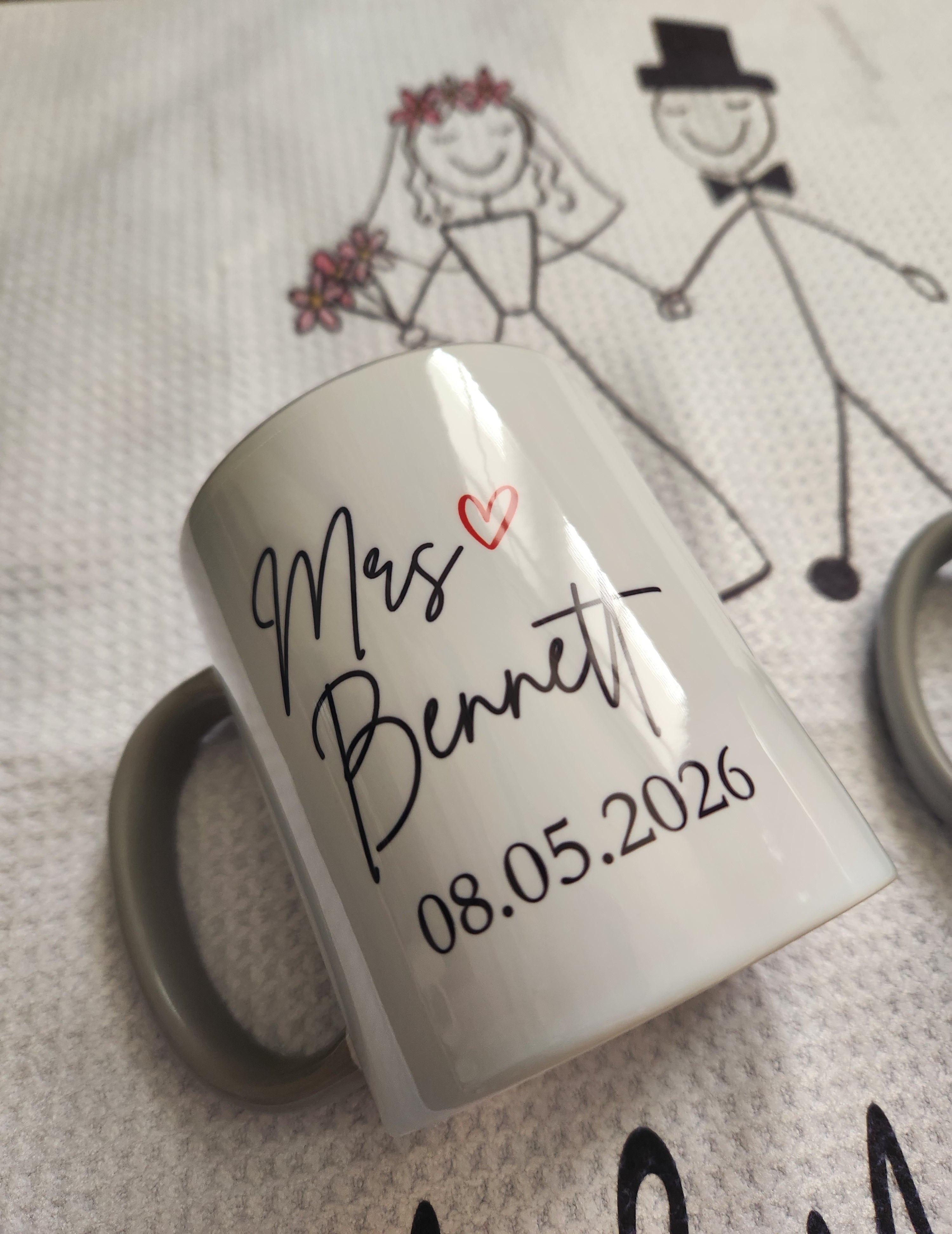 Wedding Bundle - 2 Mugs and Tea Towel