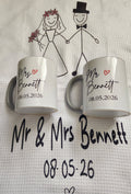 Wedding Bundle - 2 Mugs and Tea Towel