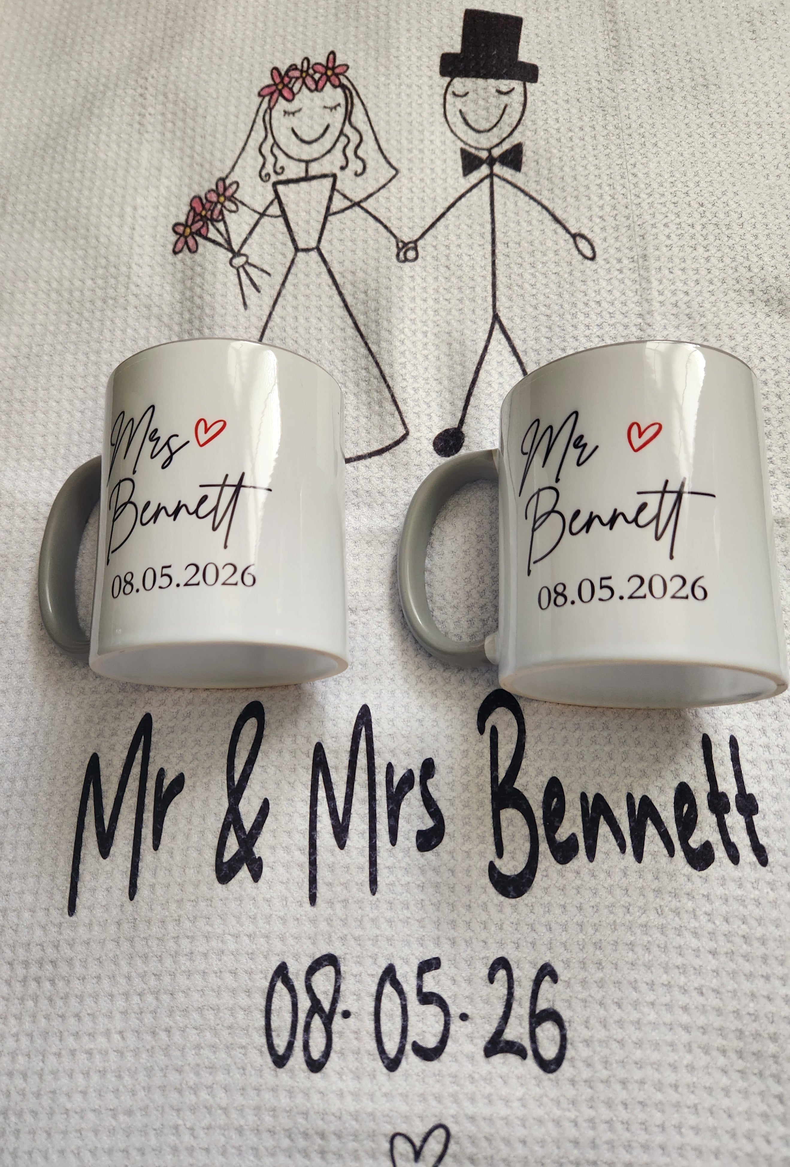 Wedding Bundle - 2 Mugs and Tea Towel